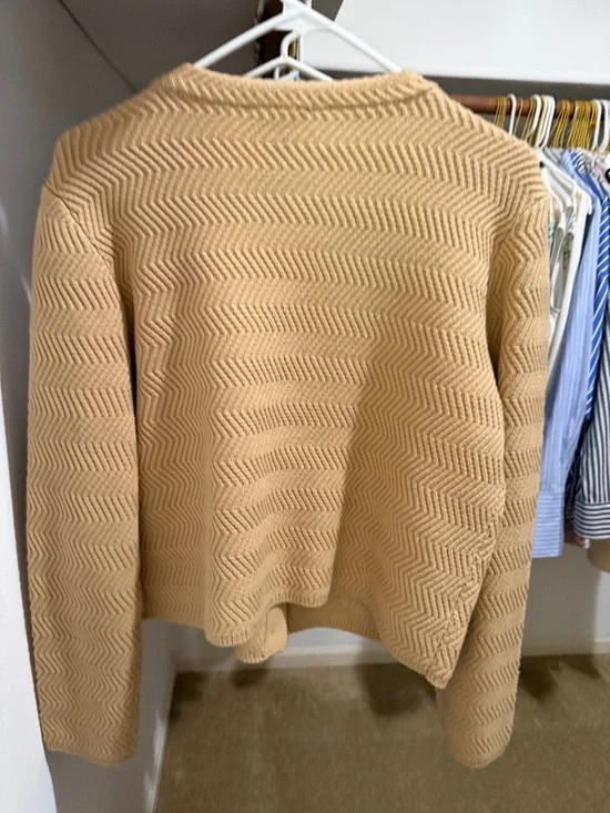 Ann Taylor Tan Chevron Knit Button Cardigan - Picture 4 of 4